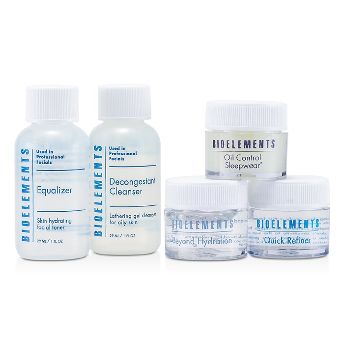 Bioelements The Essential Weekend Kit (For Very Oily, Oily Skin): Cleanser + Equalizer + Quick Refiner + Beyond Hydration + Sleepwear 5pcsProduct Thumbnail