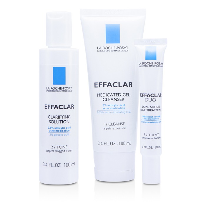 La Roche Posay Zestaw Effaclar Dermatological Acne System: Gel Cleanser 100ml + Clarifying Solution 100ml + Acne Treament 20ml 3pcsProduct Thumbnail