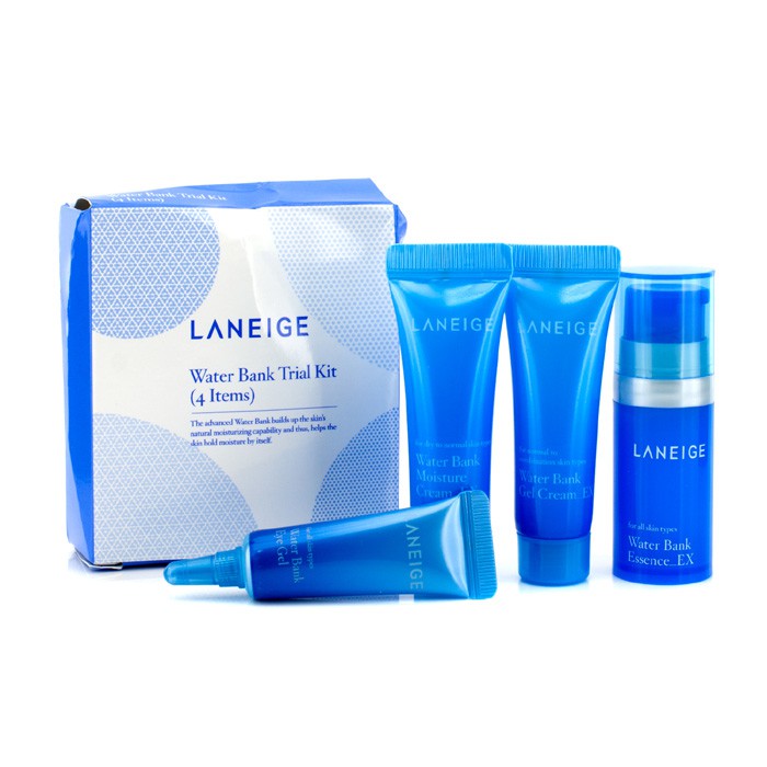 Laneige Water Bank Trial Kit: Essence 10ml + Moisture Cream 10ml + Gel Cream 10ml + Eye Gel 3ml (Box Slightly Damaged) 4pcsProduct Thumbnail