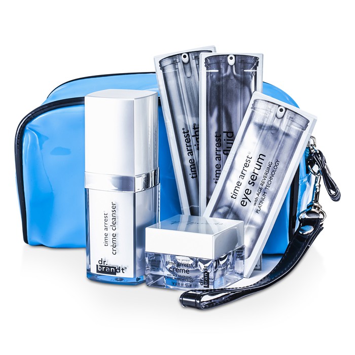 Dr. Brandt Zestaw podróżny Time Arrest Travel Set: Creme Cleanser + Creme + Face Fluid + Laser Tight + Eye Serum + Collagen Booster + Bag 6pcs+1bagProduct Thumbnail