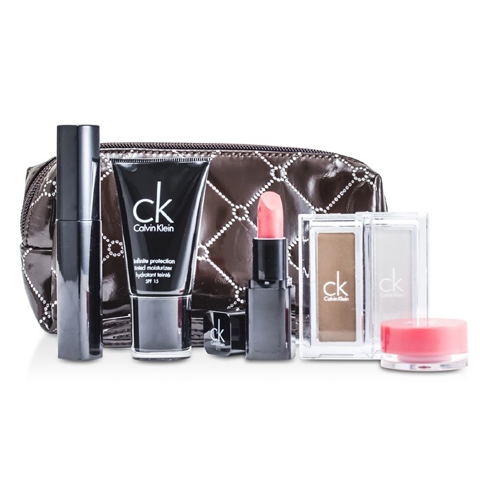 Calvin Klein Sminkkészlet barna kozmetikai táskával (1xszínezett hidratáló, 1xszempillaspirál, 2xszemhéjárnyaló, 1xajakrúzs, 1xajakfény, 1xkozmetikai táska) 6pcs+1bagProduct Thumbnail