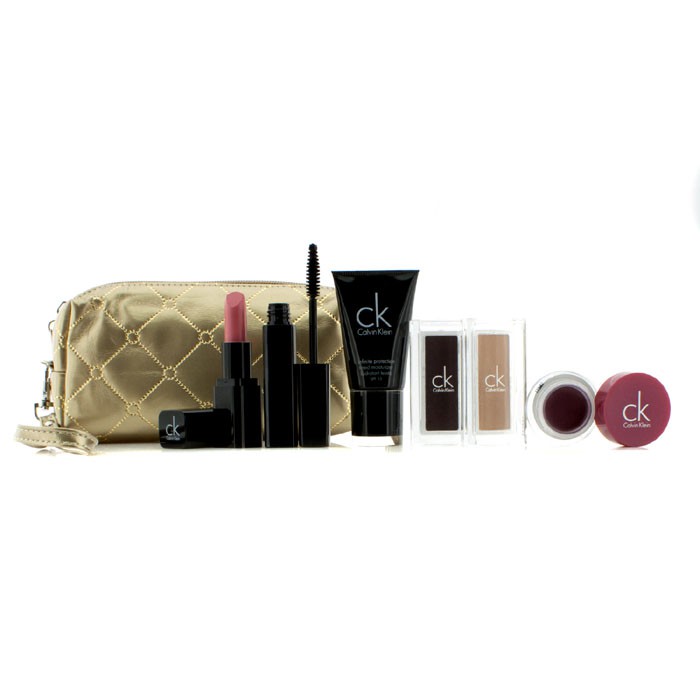 Calvin Klein MakeUp Set With Golden Cosmetic Pouch (1xTinted Moisturizer, 1xMascara, 2xEyeshadow, 1xLipstick, 1xLip Gloss, 1xPouch) 6pcs+1pouchProduct Thumbnail