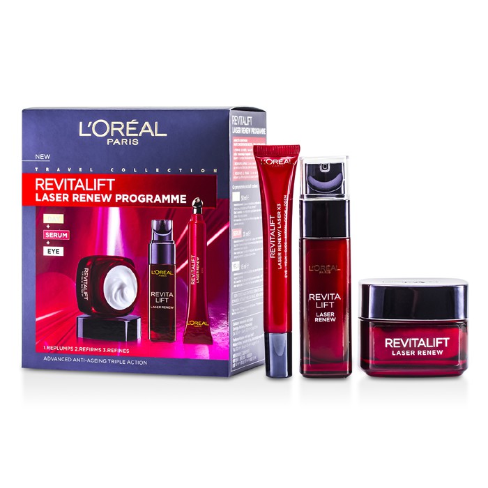 L'Oreal RevitaLift Laser Renew Programme: Crema de Día 50ml + Suero 30ml + Crema de Ojos 15ml 3pcsProduct Thumbnail
