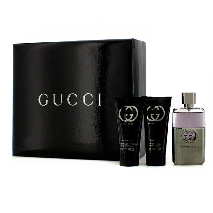 Gucci Guilty Pour Homme ყუთი: ტუალეტის წყალი სპრეი 50მლ/1.6უნც. + გაპარსვის შემდგომი ბალზამი 50მლ/1.6უნც. + უნივერსალური შამპუნი 50მლ/1.6უნც. 3pcsProduct Thumbnail