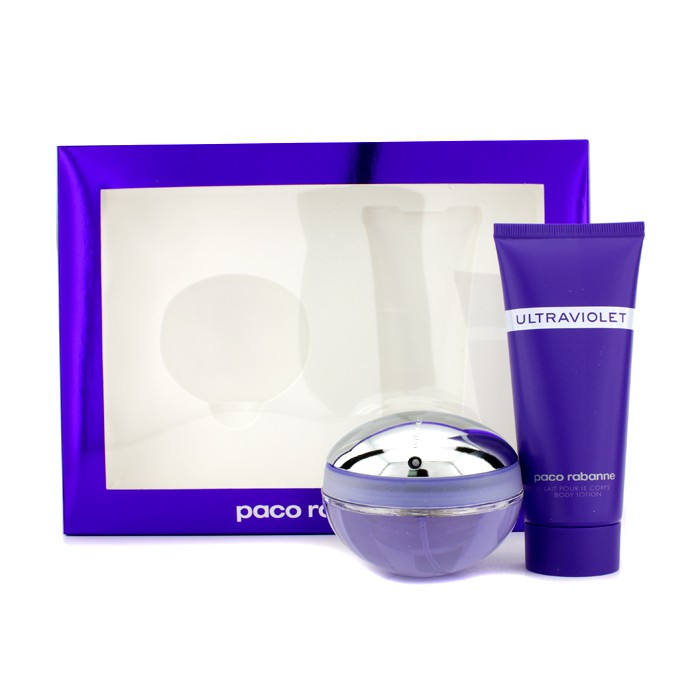 Paco Rabanne Ultraviolet kazetka: parfumovaná voda s rozprašovačom 80ml/2.7oz + telové mlieko 100ml/3.3oz 2pcsProduct Thumbnail
