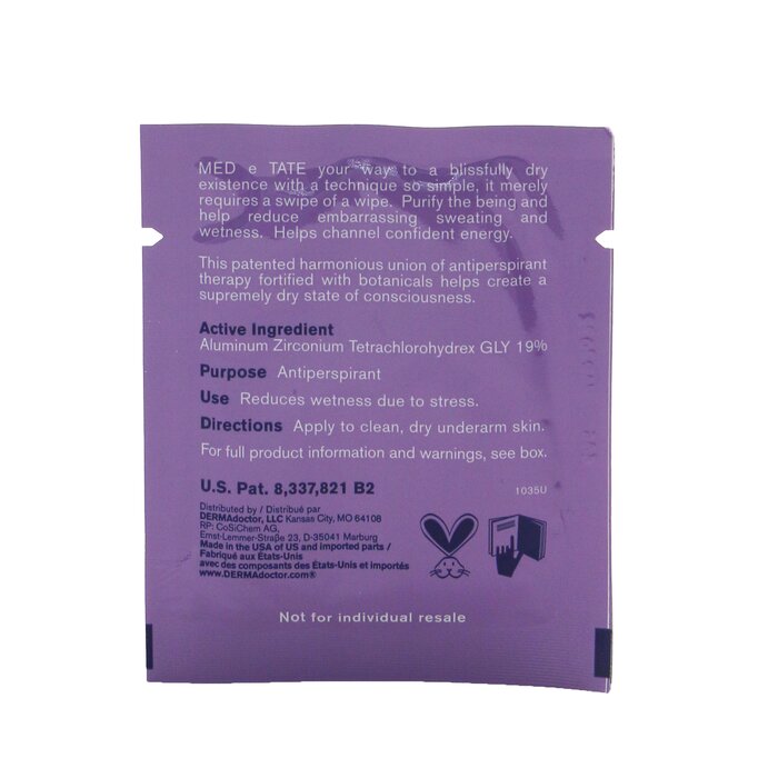 DERMAdoctor MED e TATE Antiperspirant Wipes - Pembersih 30 PackettesProduct Thumbnail