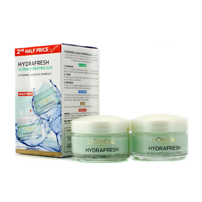 L'Oreal Hydrafresh 2 Ultra-Hydrating Creams Normal/ Combination Skin (Box Slightly Damaged) 2x50ml/1.7ozProduct Thumbnail