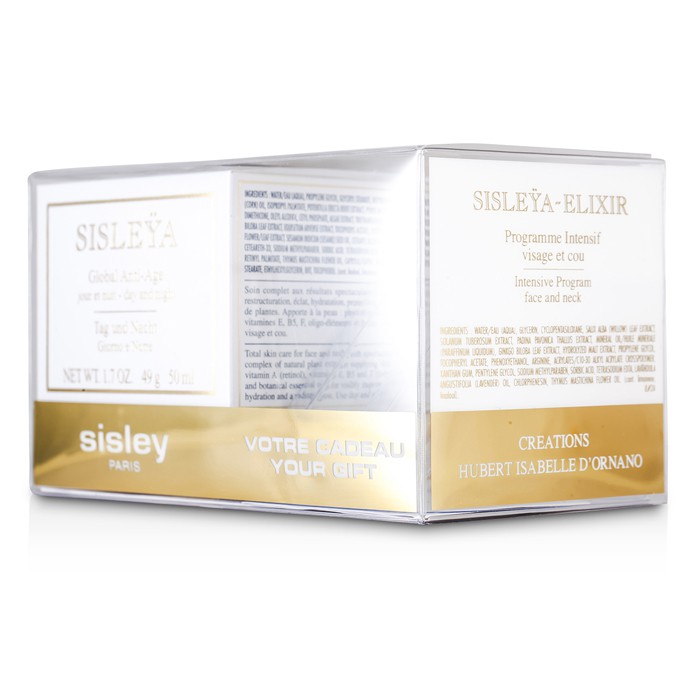 Sisley Sisleya დაბერების საწინააღმდეგო ინტენსიური პროგრამა სახე და კისერი: 1xGlobal Anti-Age კრემი 50მლ, 2xSisleya-Elixir ინტენსიური პროგრამა 5მლ 3pcsProduct Thumbnail