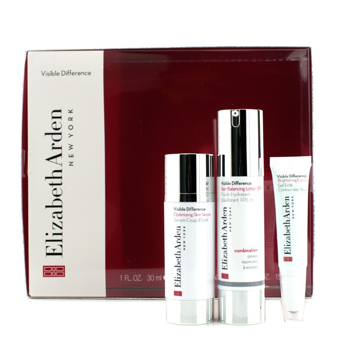 Elizabeth Arden Visible Difference مجموعة: لوشن موازن SPF15 50مل + سيرم 30مل + جل العيون 15مل 3pcsProduct Thumbnail