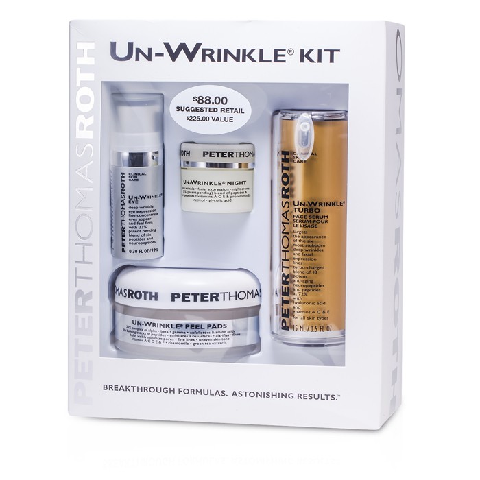 Peter Thomas Roth Un-Wrinkle Kit: Peel Pads 20pads + Turbo Face Serum 15ml/0.5oz + Night Cream 8g/0.3oz + Eye Concentrate 9ml/0.3oz 4pcsProduct Thumbnail