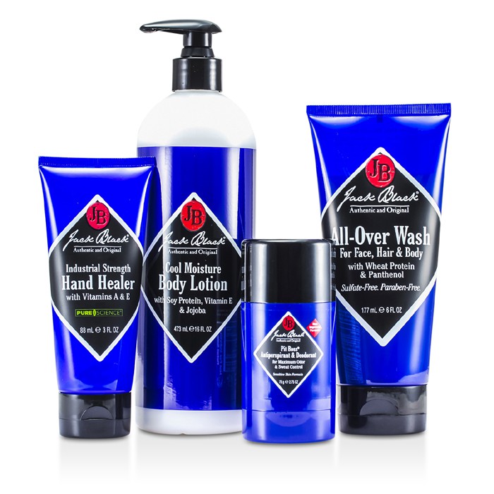 Jack Black Clean & Cool Body Basic Set: All Over Wash 177ml + Hand Healer 88ml + Body Lotion 473ml + Deodorant 78g 4pcsProduct Thumbnail