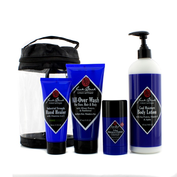 Jack Black ชุด Clean & Cool Body Basic Set: ทำความสะอาดทั่วผิวกาย All Over Wash 177ml + บำรุงมือ Hand Healer 88ml + โลชั่นทาผิวกาย 473ml + แท่งระงับกลิ่นกาย 78g 4ชิ้นProduct Thumbnail