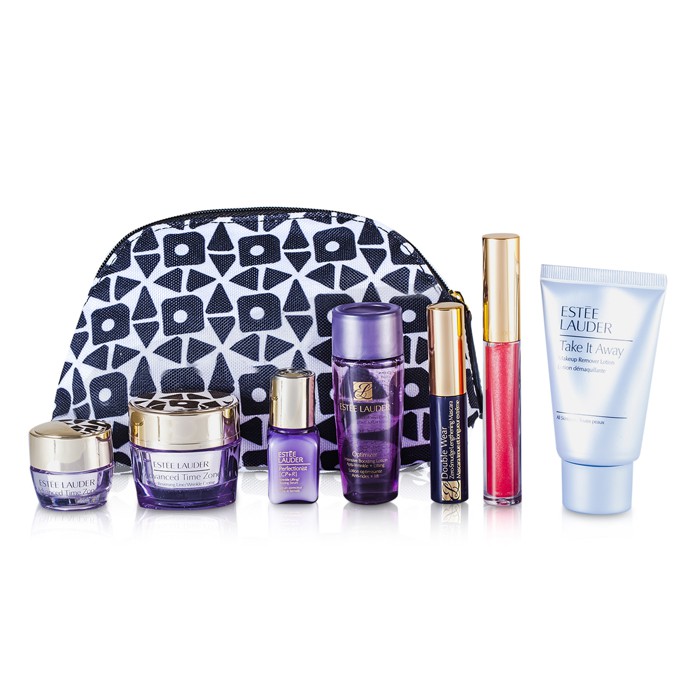 Estee Lauder Travel Set: Makeup Remover 30ml + Optimizer 30ml + Day Cream 15ml + Serum 7ml + Eye Cream 5ml + Mascara #01 + Lip Gloss #30 + Bag 7pcs+1bagProduct Thumbnail
