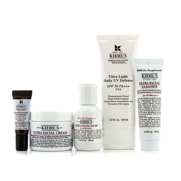 Kiehl's Ultra Facial Hydration Set: Daily Defense SPF 50 + Cream 50ml + Toner 40ml + Cleanser 30ml + Concentrate 5ml + Bag 5pcs+bagProduct Thumbnail
