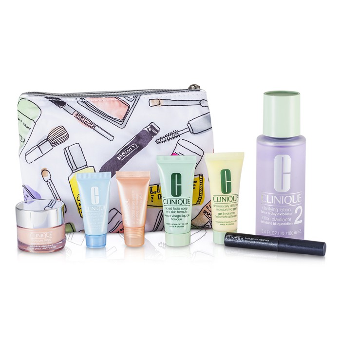 Clinique Travel Set: Liquid Soap + Clarifying Lotion #2 + DDMG + Moisture Surge + Turnaround Concentrate + All About Eyes Serum + Mascara + Bag 7pcs+1bagProduct Thumbnail
