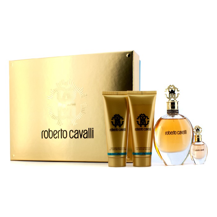 Roberto Cavalli Kit Roberto Cavalli (Novo): Eau De Parfum Spray 75ml/2.5oz + Eau De Parfum Spray 5ml/0.17oz + Loção Para Corpo 75ml/3.5oz + Sabonete Liquido 75ml/2.5oz 4pcsProduct Thumbnail