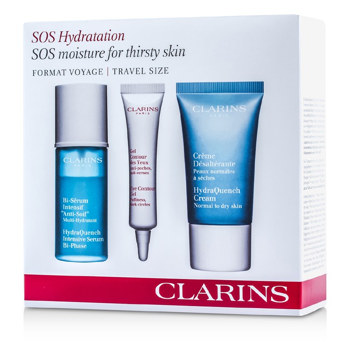 Clarins Zestaw podróżny SOS Hydration Travel Set: HydraQuench Cream + Bi-Phase Serum + Eye Contour Gel 3pcsProduct Thumbnail