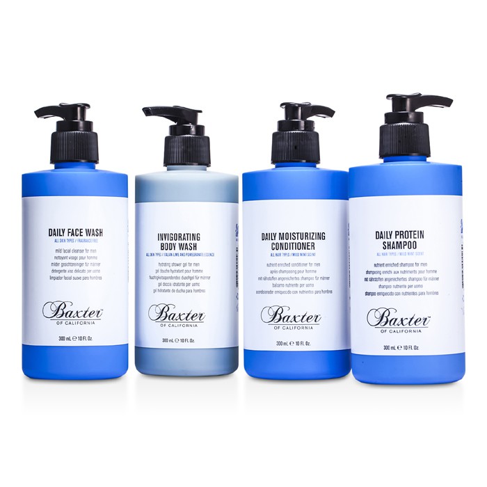 Baxter Of California Shower Kit: Face Wash 300ml + Body Wash 300ml + Moisturizer Conditioner 300ml + Protein Shampoo 300ml + Bag 4pcs+1bagProduct Thumbnail