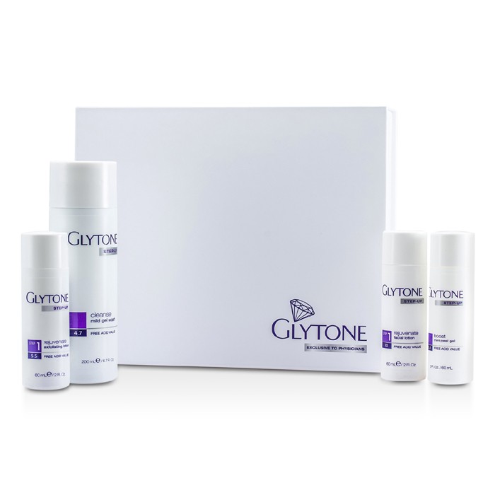 Glytone Step-Up Kit Plus (For Normal to Oily Skin): Gel Wash 200ml + Facial Lotion 60ml + Exfoliating Lotion 60ml + Peel Gel 60ml 4pcsProduct Thumbnail