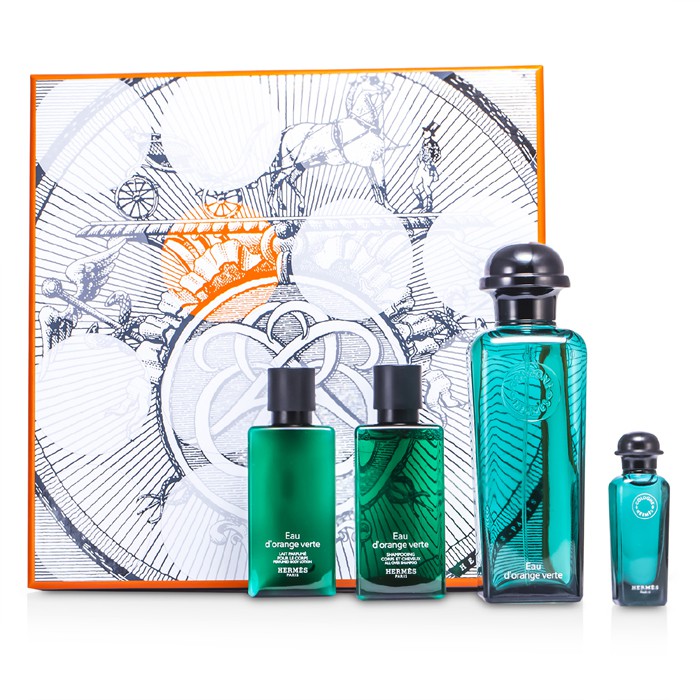 Hermes D'Orange Verte Coffret: Eau De Cologne Spray 100ml/3.3oz + Miniature 7.5ml/0.25oz + Bady Lotion 40ml/1.35oz + All Over Shampoo 40ml/1.35oz 4pcsProduct Thumbnail