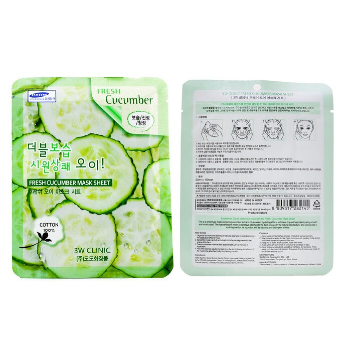 3W Clinic Mask Sheet - Fresh Cucumber 10pcsProduct Thumbnail