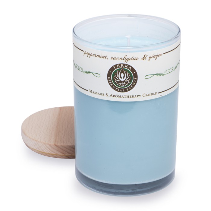 Terra Essential Scents เทียนหอม Massage & Aromatherapy Candle - Peppermint, Eucalyptus & Ginger 12ozProduct Thumbnail