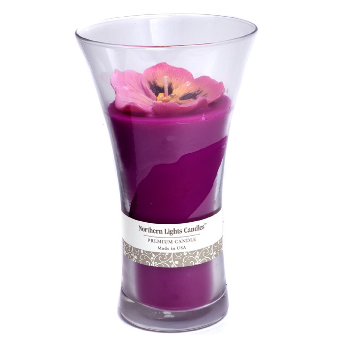 Northern Lights Candles Floral Vase Premium Candle - Pink Pansy 9 inchProduct Thumbnail