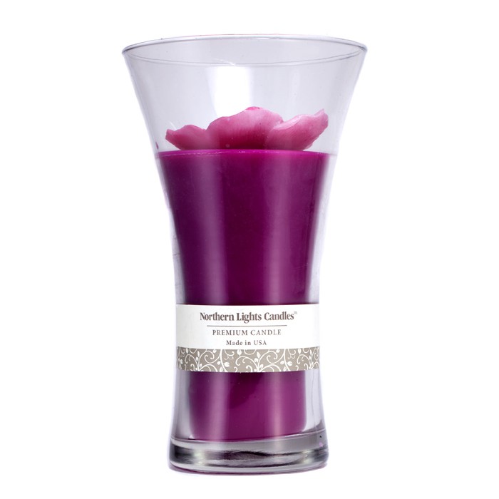 Northern Lights Candles Floral Vase prémium gyertya - Pink Pansy 9 inchProduct Thumbnail