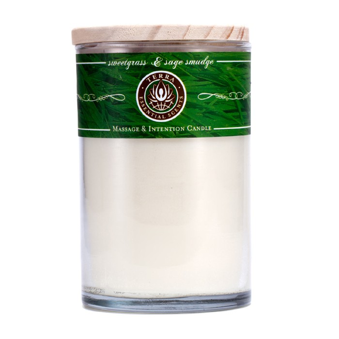 Terra Essential Scents Massage & Intention Candle - Sweetgrass & Sage Smudge 12ozProduct Thumbnail