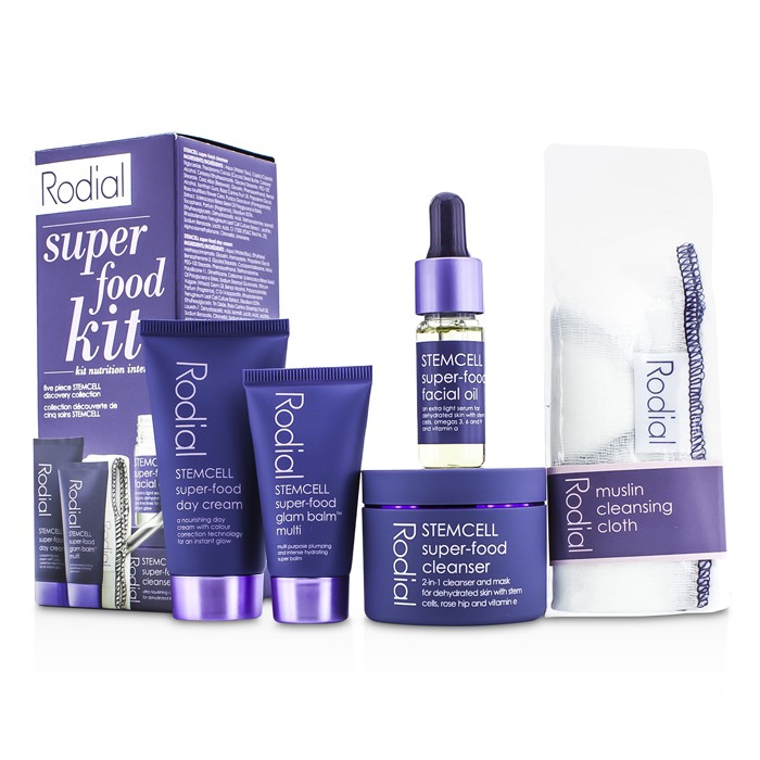 Rodial Stemcell Super-Food Kit: Cleanser 50ml + Day Cream 20ml + Glam Balm Multi 10ml + Facial Oil 10ml + Cleansing Cloth 5pcsProduct Thumbnail