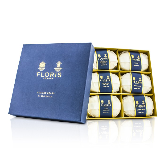 Floris Luxury Soap Collection: (Edwardian Bouquet, Fleur, Lily of the Valley, Night Scented Jasmine, Seringa, White Rose) 6x100g/3.5ozProduct Thumbnail