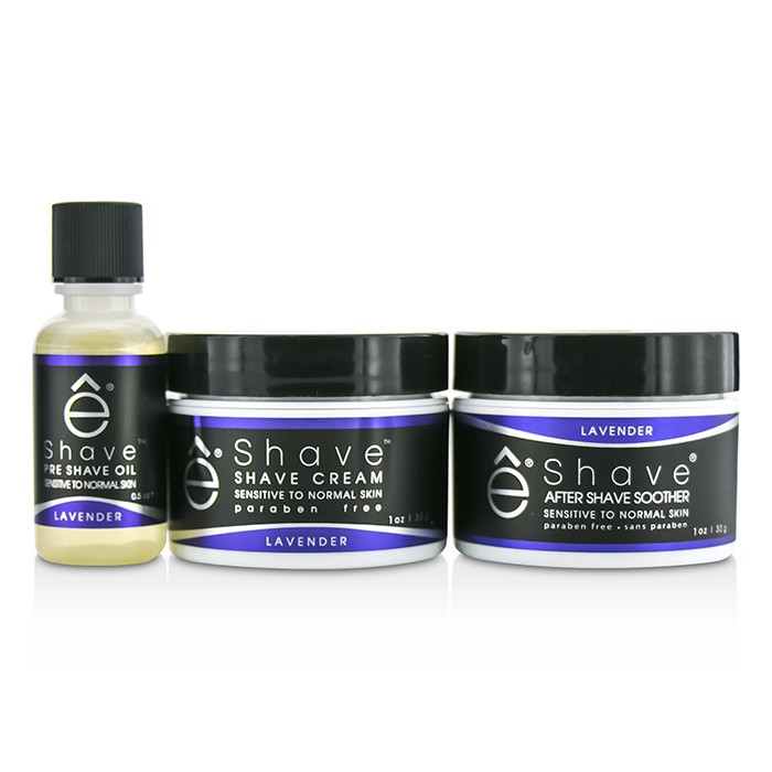EShave On The Go Travel Kit (lavendel): Shave Cream 30g + After Shave Soother 30g + Pre Shave Oil 15g +TSA Bag 3pcs+1bagProduct Thumbnail
