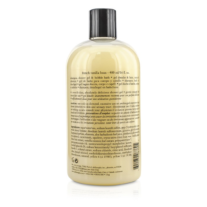 Philosophy French Vanilla Bean Shampoo, Shower Gel & Bubble Bath 480ml/16ozProduct Thumbnail