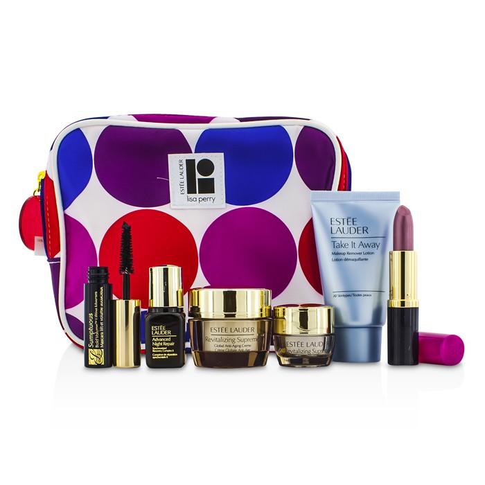 Estee Lauder Travel Set: Makeup Remover 30ml + Revitalizing Supreme Creme 15ml + Eye Balm 5ml + ANR II 7ml + Mascara 2.8ml + Lipstick #61 3.8g + Bag 6pcs+1bagProduct Thumbnail