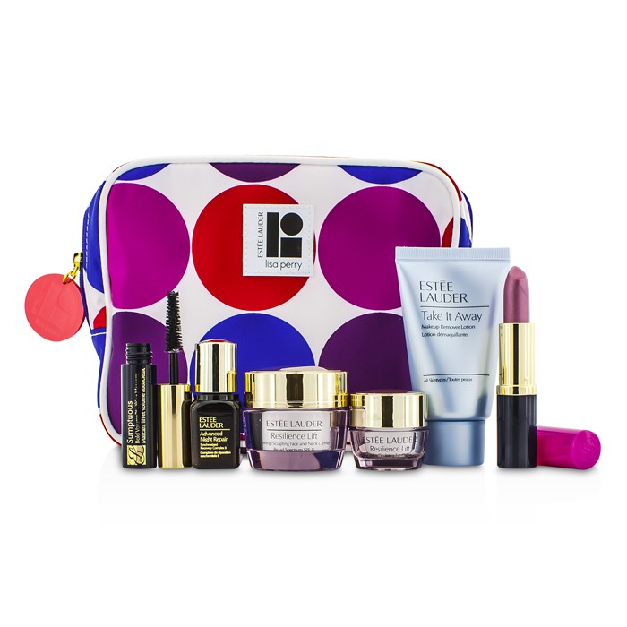 Estee Lauder Travel Set: Makeup Remover 30ml + Resilience Lift Creme 15ml+ Eye Creme 5ml + ANR II 7ml + Mascara 2.8ml + Lipstick #61 3.8g + Bag 6pcs+1bagProduct Thumbnail
