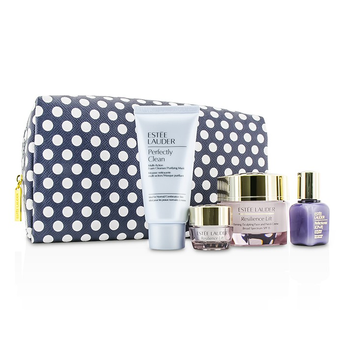 Estee Lauder Resilience Lift Set: Face & Neck Creme 50ml + Eye Creme 5ml + Perfectionist [CP+R] 15ml + Perfectly Clean 50ml + torbica 4pcs+1bagProduct Thumbnail