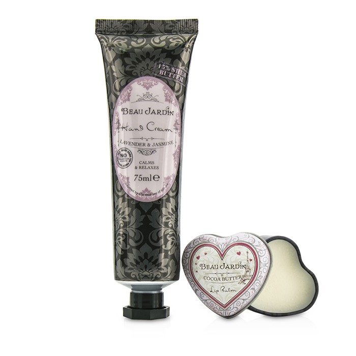 Heathcote & Ivory Beau Jardin Hand & Lip Set: Lavender & Jasmine Hand Cream 75ml/2.5oz + Cocoa Butter Lip Balm 2pcsProduct Thumbnail