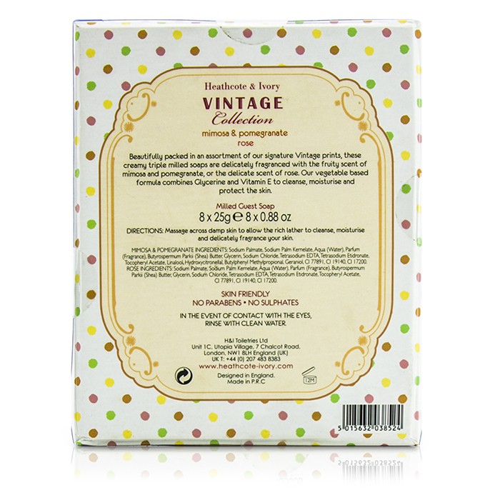 Heathcote & Ivory Vintage Milled Guest Soaps 8x25g/0.88ozProduct Thumbnail