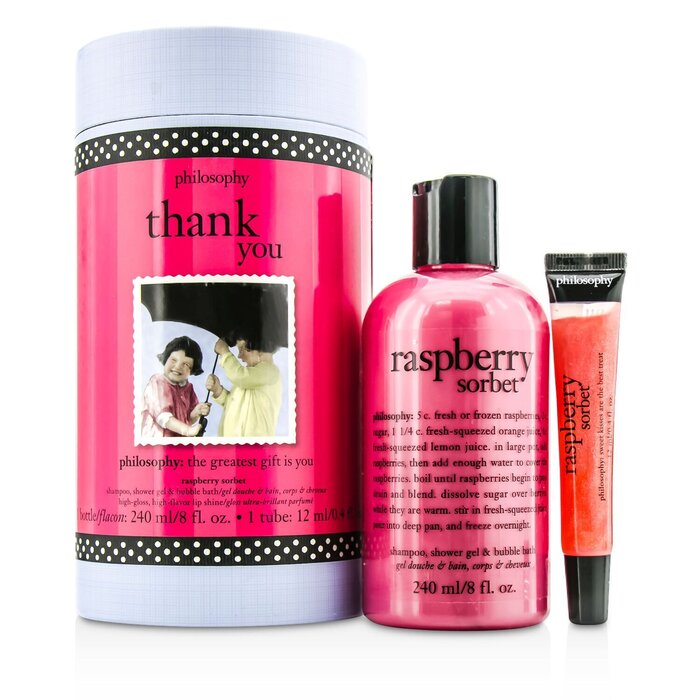 Philosophy Zestaw Thank You Set: Raspberry Sorbet Shampoo, Shower Gel & Bubble Bath 240ml + Lip Shine 12ml 2pcsProduct Thumbnail