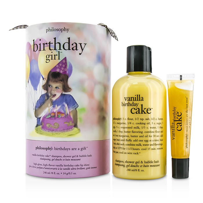 Philosophy Birthday Day Girl Set: Vanilla Birthday Cake Shampoo, Shower Gel & Bubble Bath 240ml/8oz + Lip Shine 14g/0.5oz 2pcsProduct Thumbnail