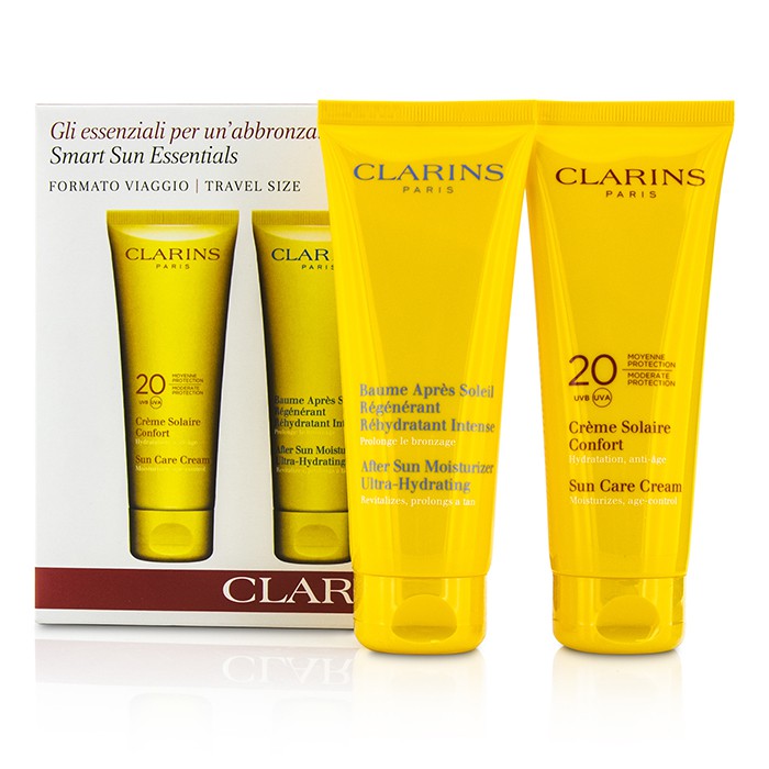 Clarins Smart Sun Essential Kit: Sun Care Cream 20 UVA/UVB 100ml + After Sun Moisturizer 100ml 2pcsProduct Thumbnail