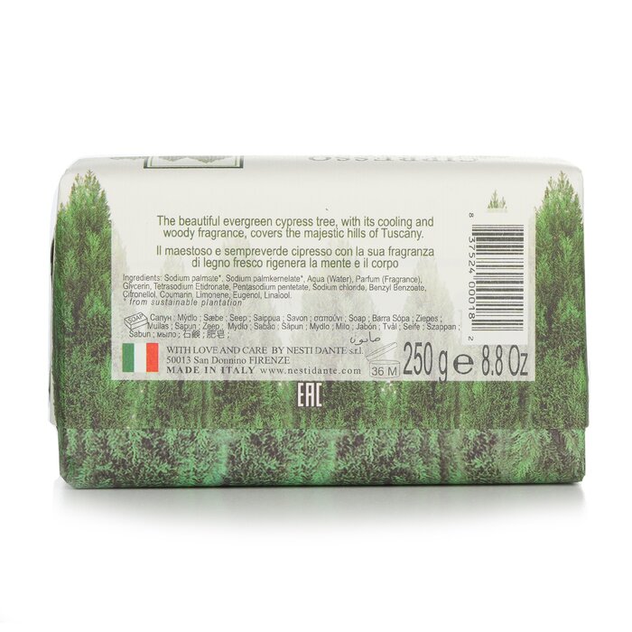 Nesti Dante صابون نباتي ثلاثي مطحون Dei Colli Fiorentini - شجر السرو 250g/8.8ozProduct Thumbnail