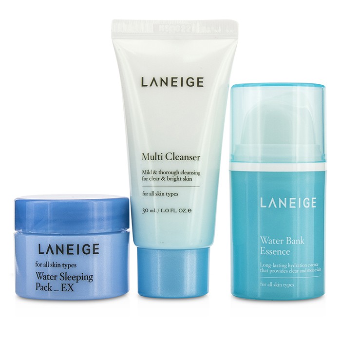 Laneige Laneige Water Sleeping Pack Kit: Multi Cleanser 30ml + Water Sleeping Pack_EX 20ml + Water Bank Essence 15ml 3pcsProduct Thumbnail