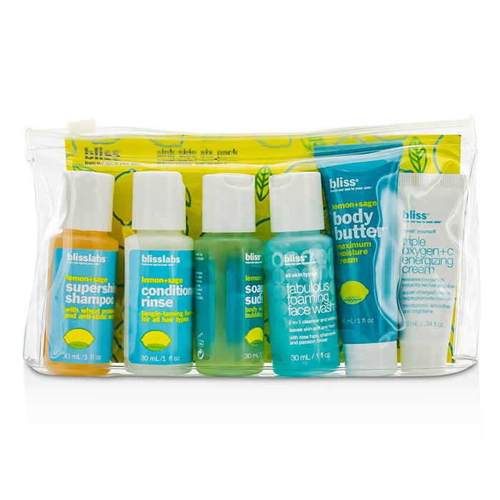 Bliss Lemon & Sage Sinkside Six Pack: Body Butter + Soapy Suds + Shampoo + Conditioner + Face Wash + Energizing Cream 6pcs+1bagProduct Thumbnail