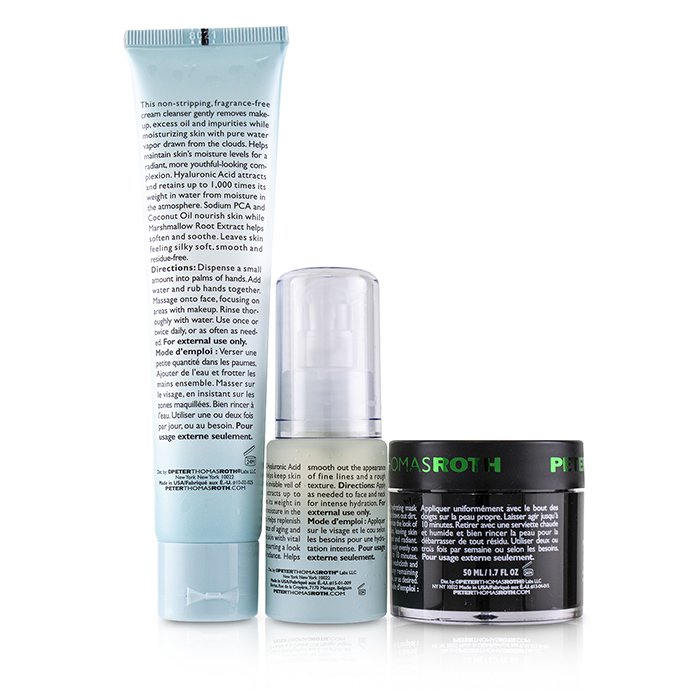 Peter Thomas Roth Clinical Skin Care Set: Water Drench Hyaluronic Cloud Serum 30ml + Water Drench Cloud Cream Cleanser 57ml + Irish Moor Mud Purifying Black Mask 50ml 3pcsProduct Thumbnail