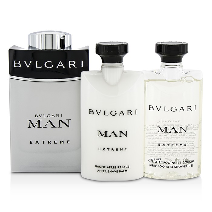 Bvlgari Man Extreme Coffret: Eau De Toilette Spray 100ml/3.4oz + After Shave Balm 75ml/2.5oz + Shampoo & Shower Gel 75ml/2.5oz + Bag 3pcs+1bagProduct Thumbnail