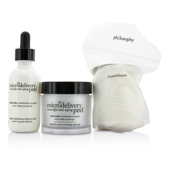 Philosophy The Microdelivery Overnight Anti-Aging Peel: Peel Solution 50ml/1.7oz + Night Gel 60ml/2oz + Cotton Pads 24pcs 2pcs+24padsProduct Thumbnail