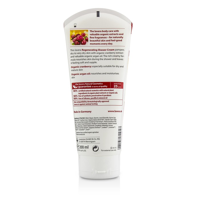 Lavera 萊唯德 有機蔓越莓&堅果油 修護沐浴乳霜Organic Cranberry & Argan Oil Regenerating Shower Cream 200ml/6.6ozProduct Thumbnail