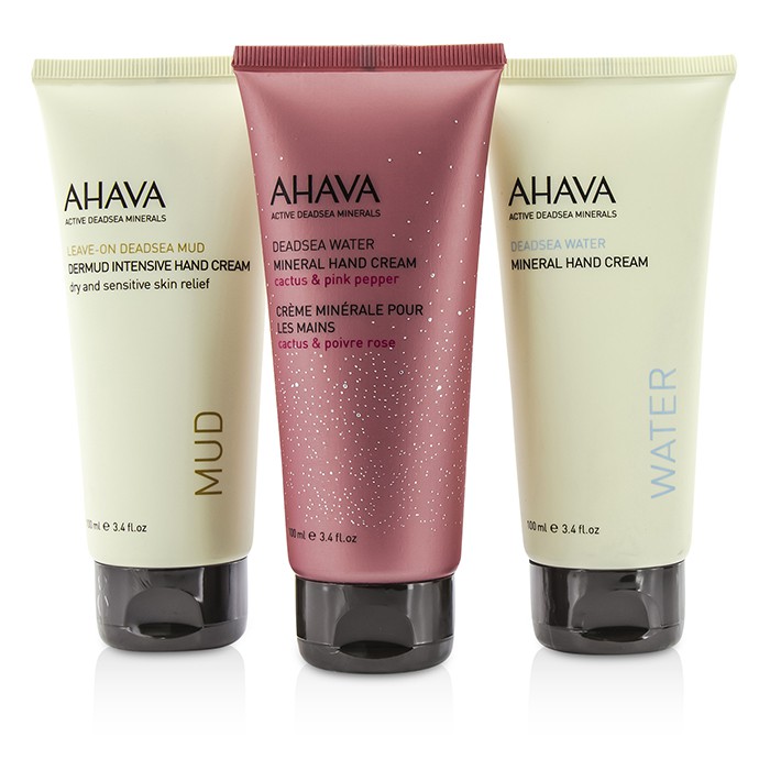 Ahava Hand Cream Trio: Dermud Intensive Hand Cream 100ml+Mineral Hand Cream (Cactus & Pink Pepper) 100ml+Mineral Hand Cream 100ml 3pcsProduct Thumbnail
