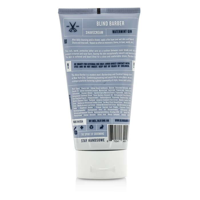 ブラインドバーバー Blind Barber Wild Watermint Gin Shave Cream (Dry/Normal Skin) 150ml/5ozProduct Thumbnail